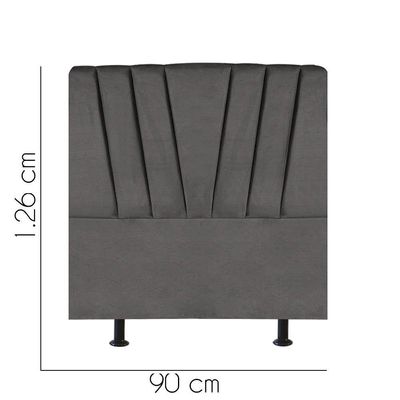 Cabeceira Estofada Bélgica 90cm Solteiro Para Cama Box Suede Cinza Escuro Grafite Gat Magazine