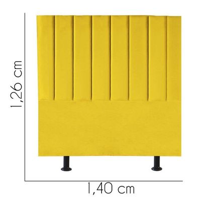 Cabeceira Estofada Carla 140cm Casal Para Cama Box Quarto Corino Amarelo - Gat Magazine