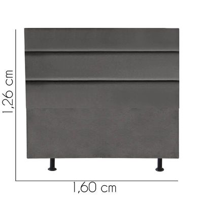 Cabeceira Estofada Argentina 160cm Queen Size Para Cama Box Suede Cinza Escuro Grafite Gat Magazine