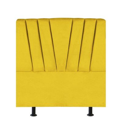 Cabeceira Estofada Bélgica 100cm Solteiro Para Cama Box Quarto Suede Amarelo - Gat Magazine