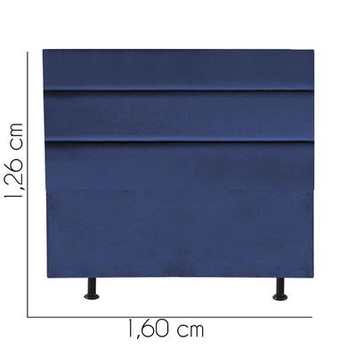Cabeceira Estofada Argentina 160cm Queen Size Para Cama Box Quarto Suede Azul Marinho - Gat Magazine