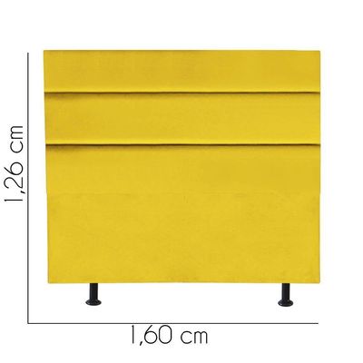 Cabeceira Estofada Argentina 160cm Queen Size Para Cama Box Quarto Corino Amarelo - Gat Magazine