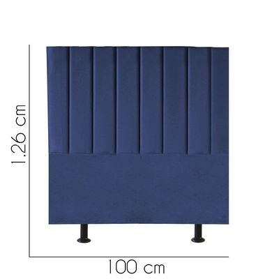 Cabeceira Estofada Carla 100cm Solteiro Para Cama Box Quarto Suede Azul Marinho - Gat Magazine