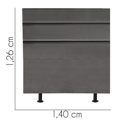Cabeceira Estofada Argentina 140cm Casal Para Cama Box Suede Cinza Escuro Grafite Gat Magazine