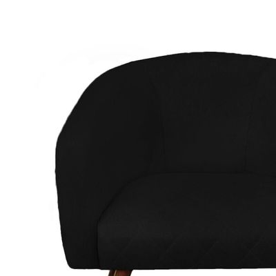 Poltrona Bianca Com Tressê Suede Pés Palito Castanho - D'rossi Cor Preto