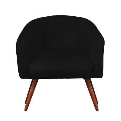 Poltrona Bianca Com Tressê Suede Pés Palito Castanho - D'rossi Cor Preto