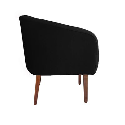 Poltrona Bianca Com Tressê Suede Pés Palito Castanho - D'rossi Cor Preto