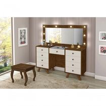 Penteadeira Camarim Com Espelho E Banqueta Malbec Off White