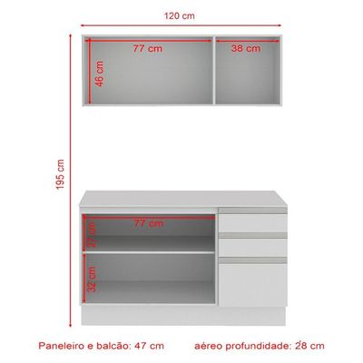 Cozinha Compacta 100% MDF Smart 120 cm Modulada Madesa