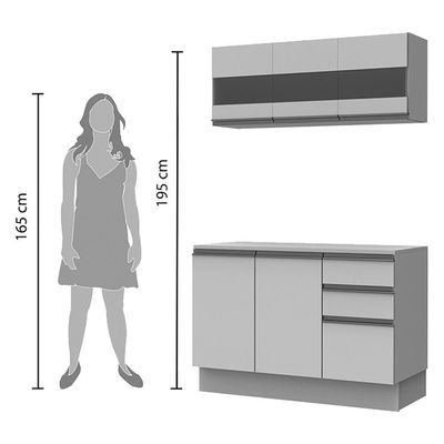 Cozinha Compacta 100% MDF Smart 120 cm Modulada Madesa