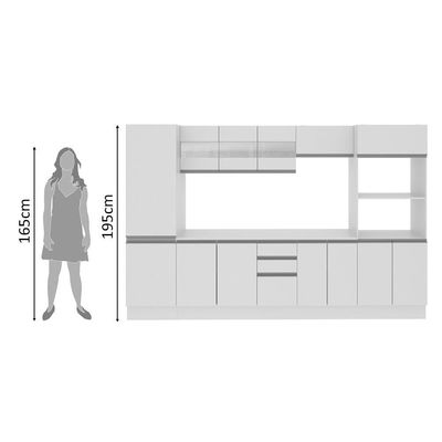 Cozinha Madesa Smart Modulada com Armário Balcão e Tampo