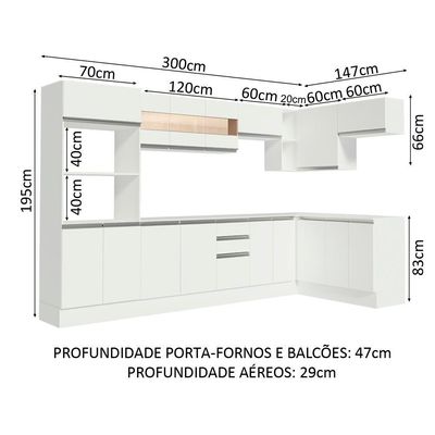 Cozinha Completa Modulada de Canto Smart 100% MDF Madesa