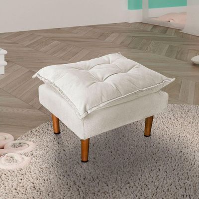 Poltrona De Amamentação Loana Com Puff Suede Bege Claro