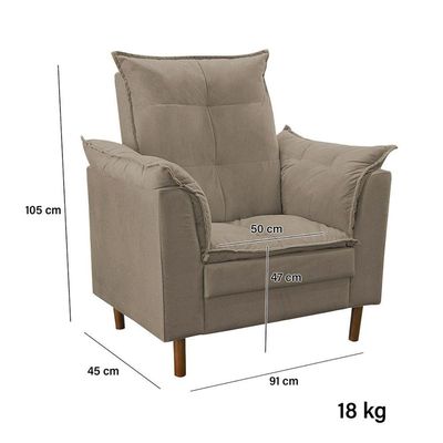 Poltrona De Amamentação Loana Com Puff Suede Bege Escuro