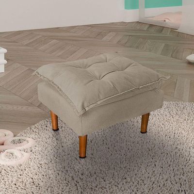 Poltrona De Amamentação Loana Com Puff Suede Bege Escuro