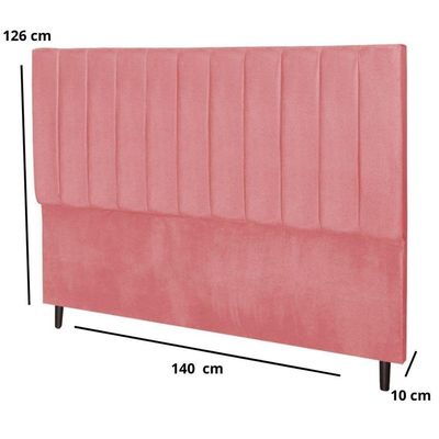 Cabeceira Cama Box Casal 140 Cm Carla Suede Rosa E Frame