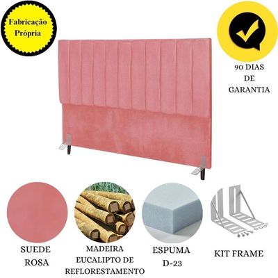 Cabeceira Cama Box Casal 140 Cm Carla Suede Rosa E Frame