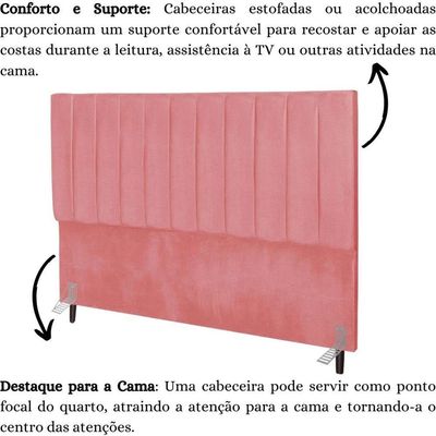 Cabeceira Cama Box Casal 140 Cm Carla Suede Rosa E Frame