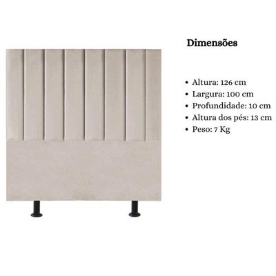 Cabeceira De Cama Solteiro Box 100 Cm Karla Carla Suede Cor:bege