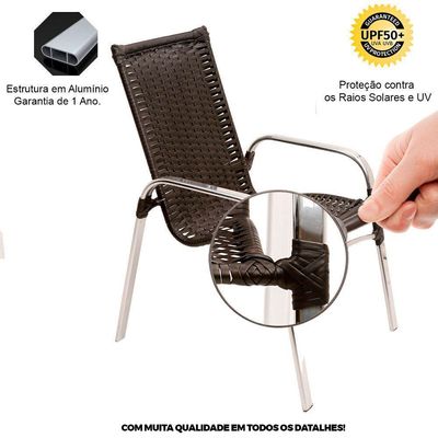 Jogo Cadeiras E Mesa Emily E 2 Espreguiçadeiras Regulável Pedra Ferro