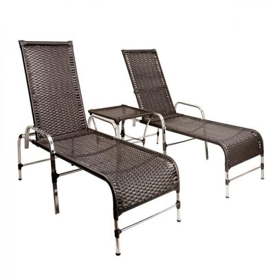Kit Chaise Com 2 Espreguiçadeiras Catar Reguláveis Com Almofadas Tabaco