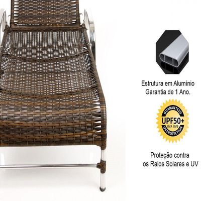 Kit Chaise Com 2 Espreguiçadeiras Catar Reguláveis Com Almofadas Pedra Ferro