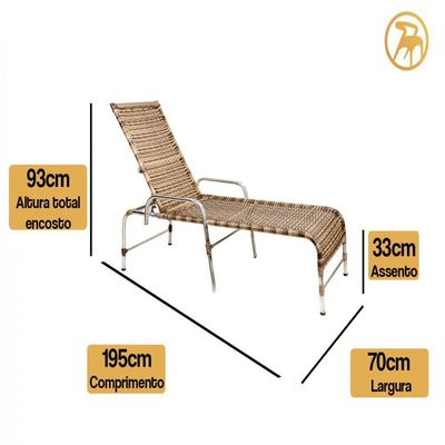 Kit Chaise Com 2 Espreguiçadeiras Catar Reguláveis Com Almofadas Capuccino