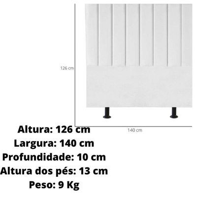 Cabeceira De Cama Casal Box 140 Cm Karla Carla Suede Cor:branco