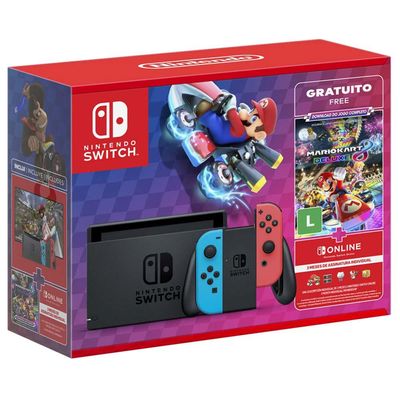 Console Nintendo Switch + Super Mario Kart 8 Deluxe Bundle Vermelho e Azul
