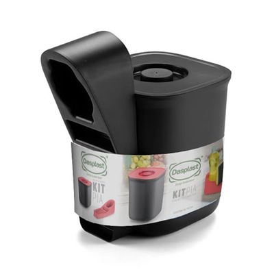 Kit para Pia Dasplast com Lixeira 4 Litros e Organizador Preto UNICA
