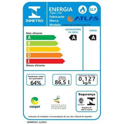 Fogão 5 Bocas Preto Com Mesa De Vidro Atlas Agile Up Bivolt