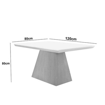 Mesa Sala De Jantar Aida 120cm Em Mdf E Vidro Com Canto Copo Off White/ Imbuia/ Serig. Off