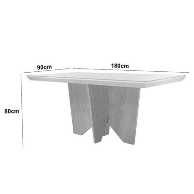Mesa Para Sala De Jantar Evora 180cm Em Mdf E Vidro Grafite/ Imbuia/ Serig. Grafite
