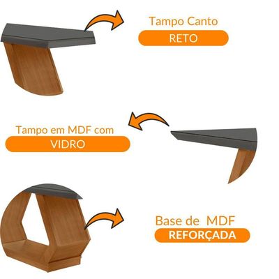 Mesa Para Sala De Jantar Lara 180cm Em Mdf E Vidro Grafite/ Imbuia/ Serig. Grafite