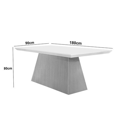Mesa Sala De Jantar Aida 180cm Em Mdf E Vidro Com Canto Copo Off White/ Imb Rip/ Serig. Off