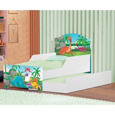 Mini Cama Infantil Com Auxiliar Dinos Amigos Com Colchões