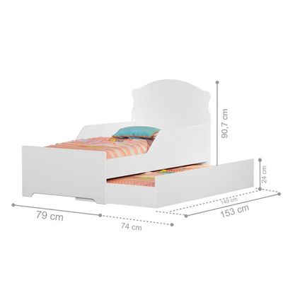 Mini Cama Infantil Com Auxiliar Branco Deluxe Com Colchões