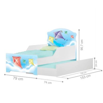 Mini Cama Infantil Com Auxiliar Pipa No Céu Com Colchões