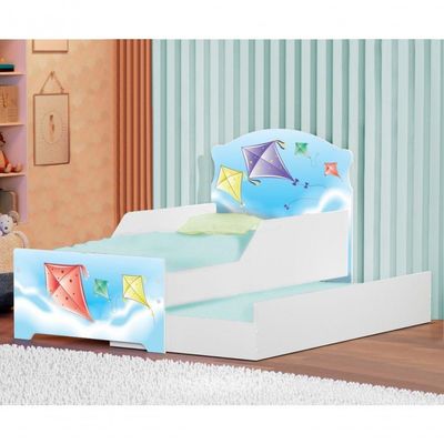 Mini Cama Infantil Com Auxiliar Pipa No Céu Com Colchões