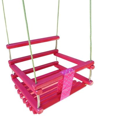 Balanço Gangorra Infantil Madeira 35x35 Pink Suporta 80kg