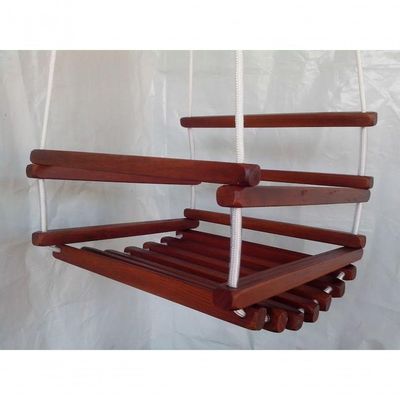 Balanço Gangorra Infantil Madeira 40x35 Mogno Suporta 80kg