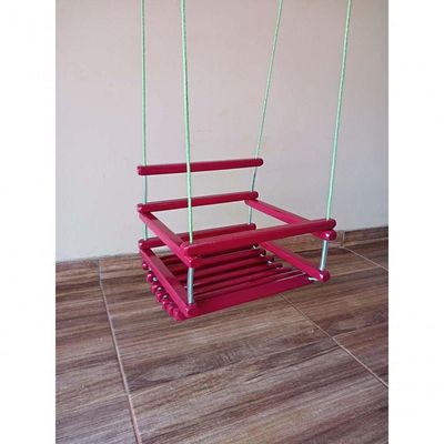 Balanço Gangorra Infantil Madeira 50x40 Rosa Suporta 100kg