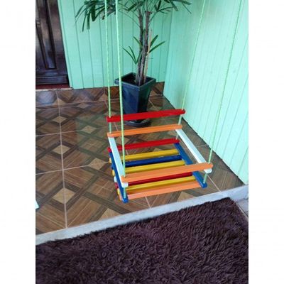 Balanço Gangorra Infantil Madeira 35x35 Colorido Até 80kg