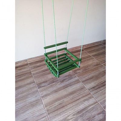 Balanço Gangorra Infantil Madeira 40x35 Verde Suporta 80kg