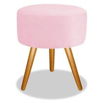 16997663407308 Puf Puff Magnus Redondo Decorativo Pé Palito Suede Rosa Bebê