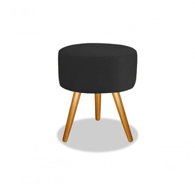 Combo 2 Puf, Puff Para Sala, Redondo Pé Palito Suede Preto