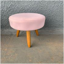 16997663407308 Puf Puff Magnus Redondo Decorativo Pé Palito Suede Rosa Bebê