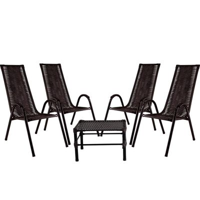 Jogo Com 4 Cadeiras E Mesa De Centro Canadá Cor Tabaco