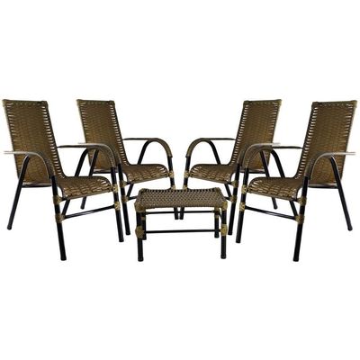 Jogo Com 4 Cadeiras E Mesa De Centro Bela Pequi