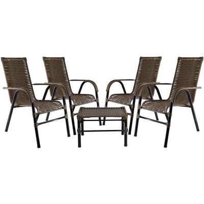 Jogo Com 4 Cadeiras E Mesa De Centro Bela Argila
